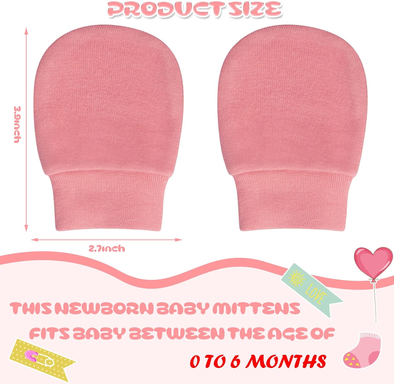 9 Pairs Newborn Baby Mittens Infant Toddler Gloves No Scratch Mittens Unisex Cotton Gloves for 0-6 Months Baby Boys Girls - Image 2